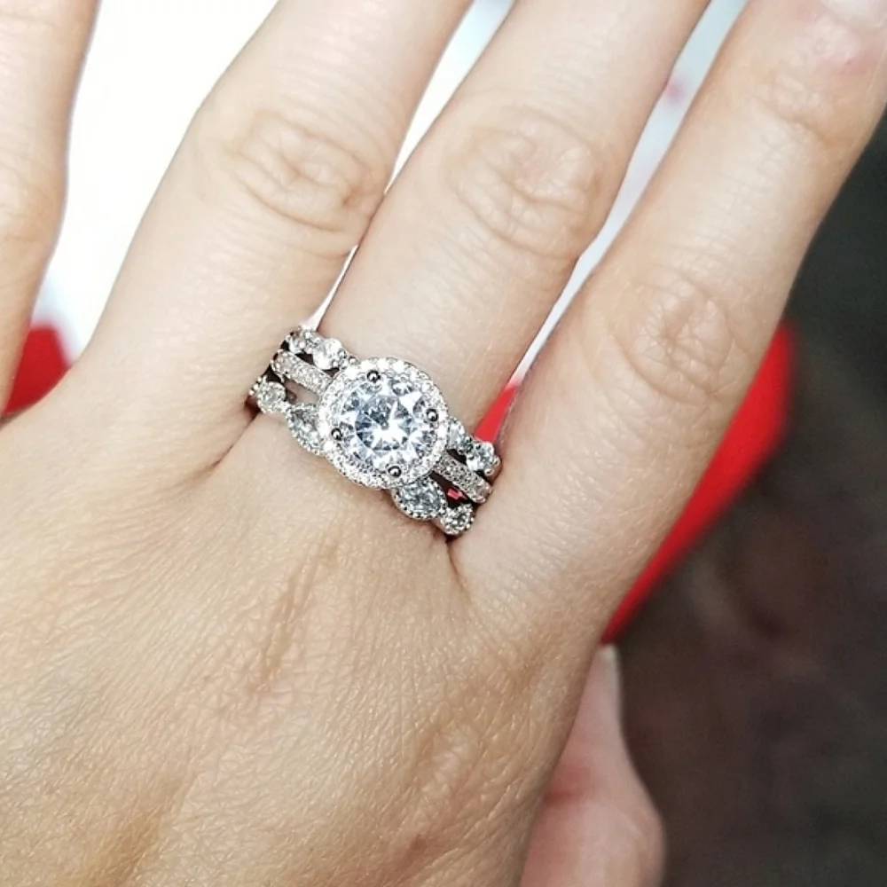 💎NEW💎3 PC S925 SIMULATED DIAMOND RING SET - Picture 5 of 10